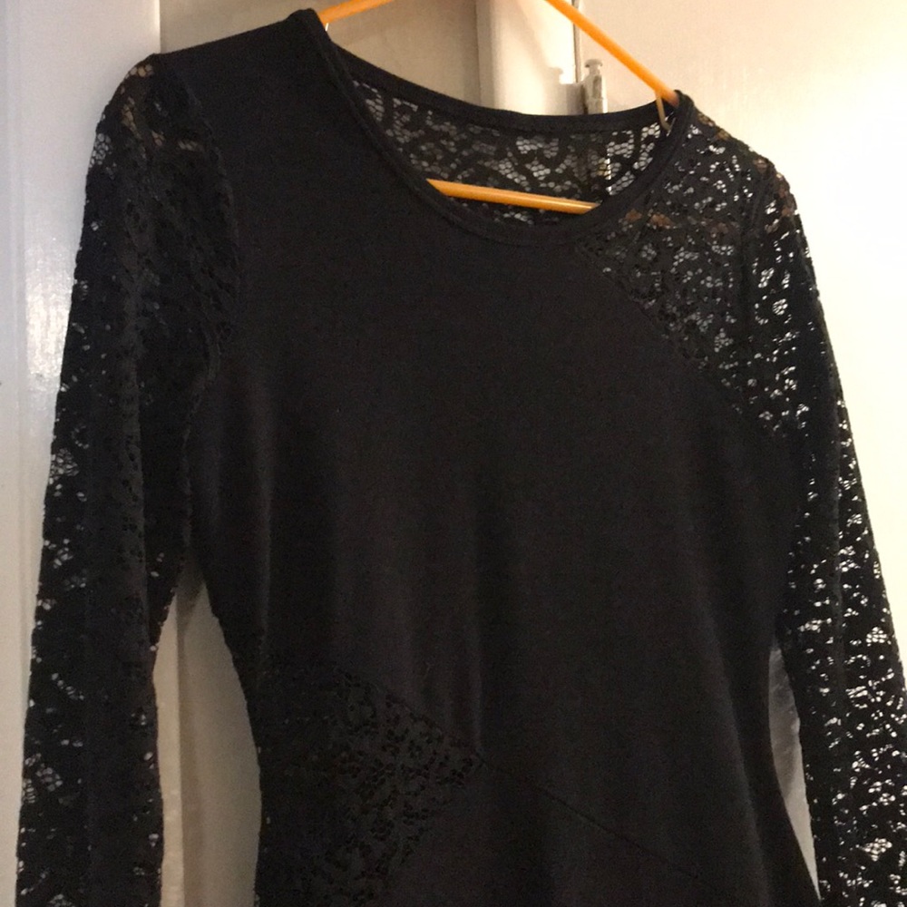 Black long sleeve lacy BCBG dress