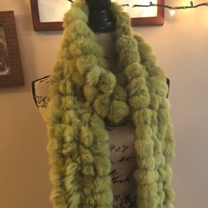 RABBIT FUR 100 % GENUINE RABBIT HAIR POM POM SCARF