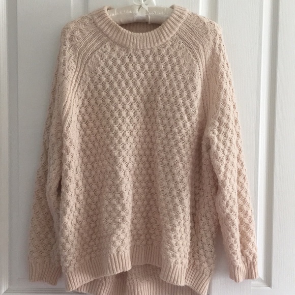 blush cable knit sweater