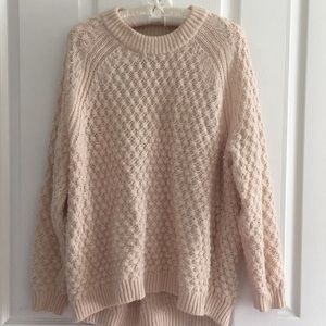 Oversized blush cable knit sweater