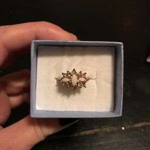 💥 14K GOLD-DIAMOND AND OPAL VINTAGE RING