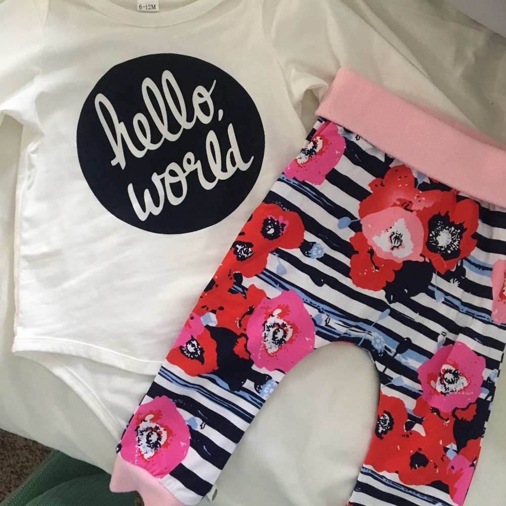 Hello world baby girl outfit