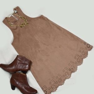 Anthropologie Paper Crane Tan Die Cut Dress Sz M