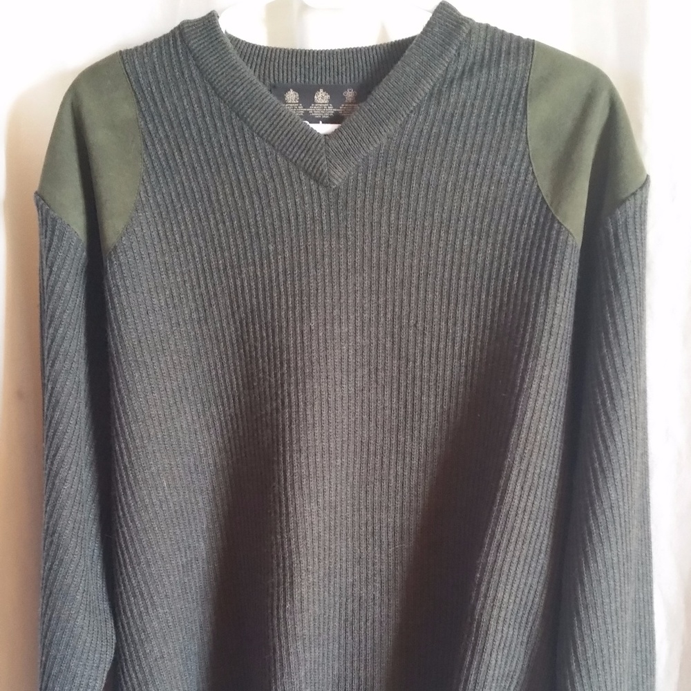 Barbour V-Neck Sweater Merino Loden Green XL