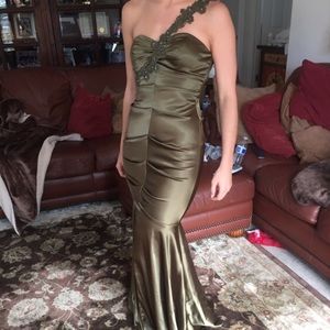 Olive Green Prom Formal Mermaid Dress