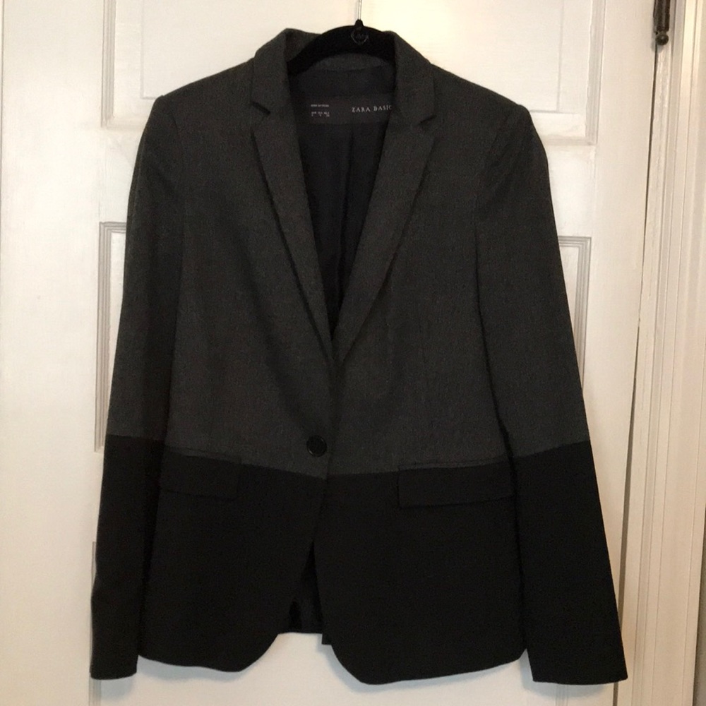 Zara Basics Small Colorblock Grey/Black Blazer