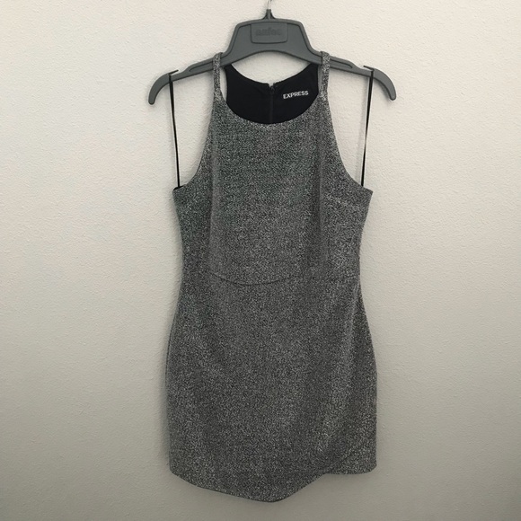 Express Silver Asymmetrical Sheath Dress - Picture 2 of 6