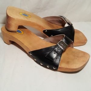 Dr. Scholl's Wood and Leather Heeled Sandals