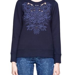 J. Crew Navy Blue Floral Cutout Sweatshirt