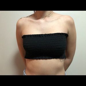 Black strapless crop top