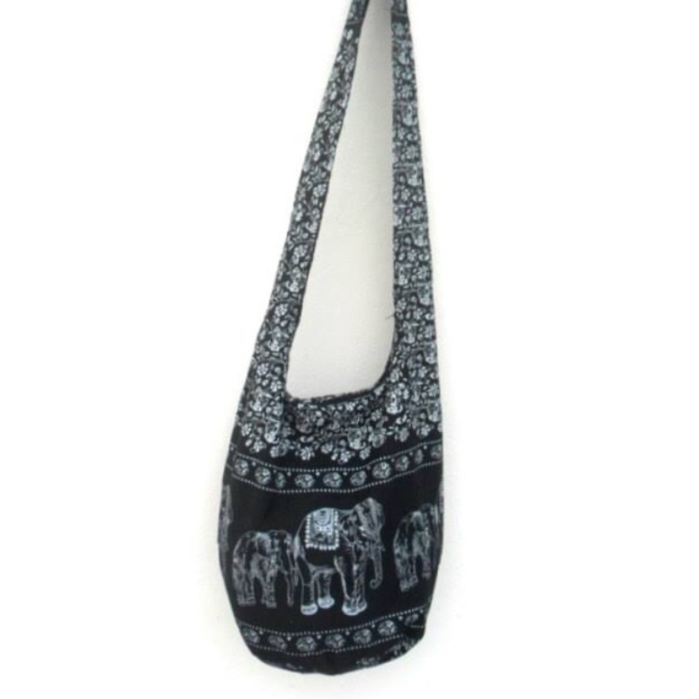 Multiple B&W elephant boho crossbody bag shoulder