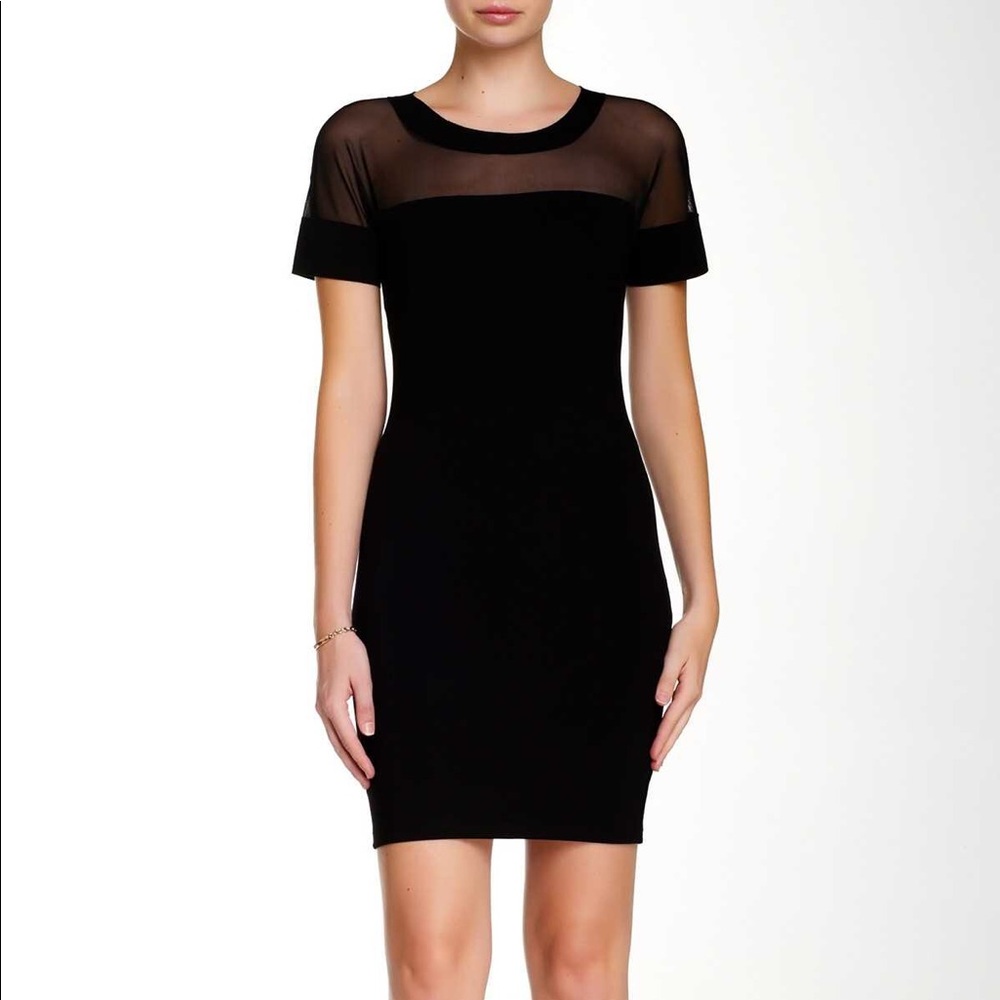 NWOT black mesh body con dress by Lucy Paris