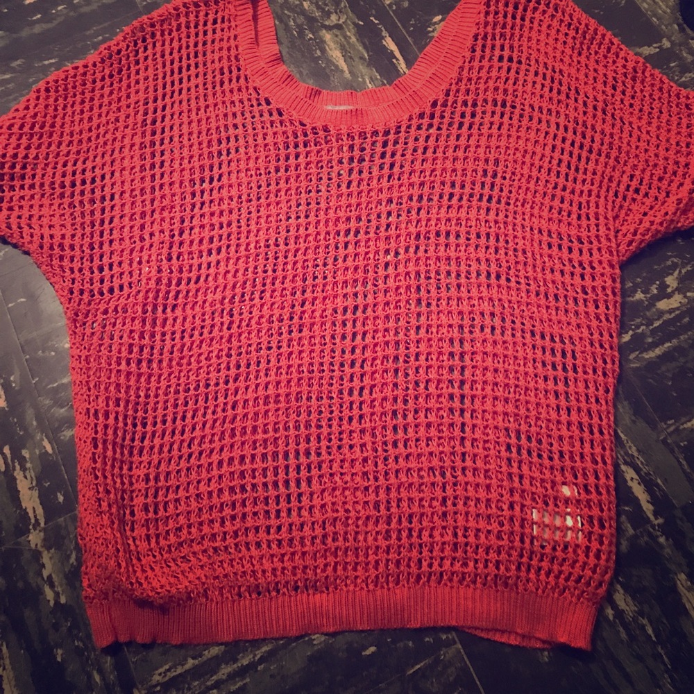 Crotchet style short sleeve sweater