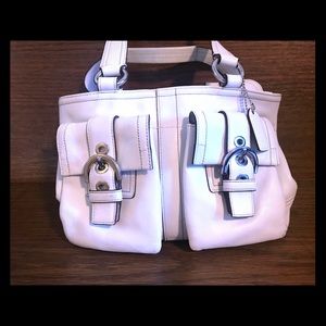 White leather Coach bag