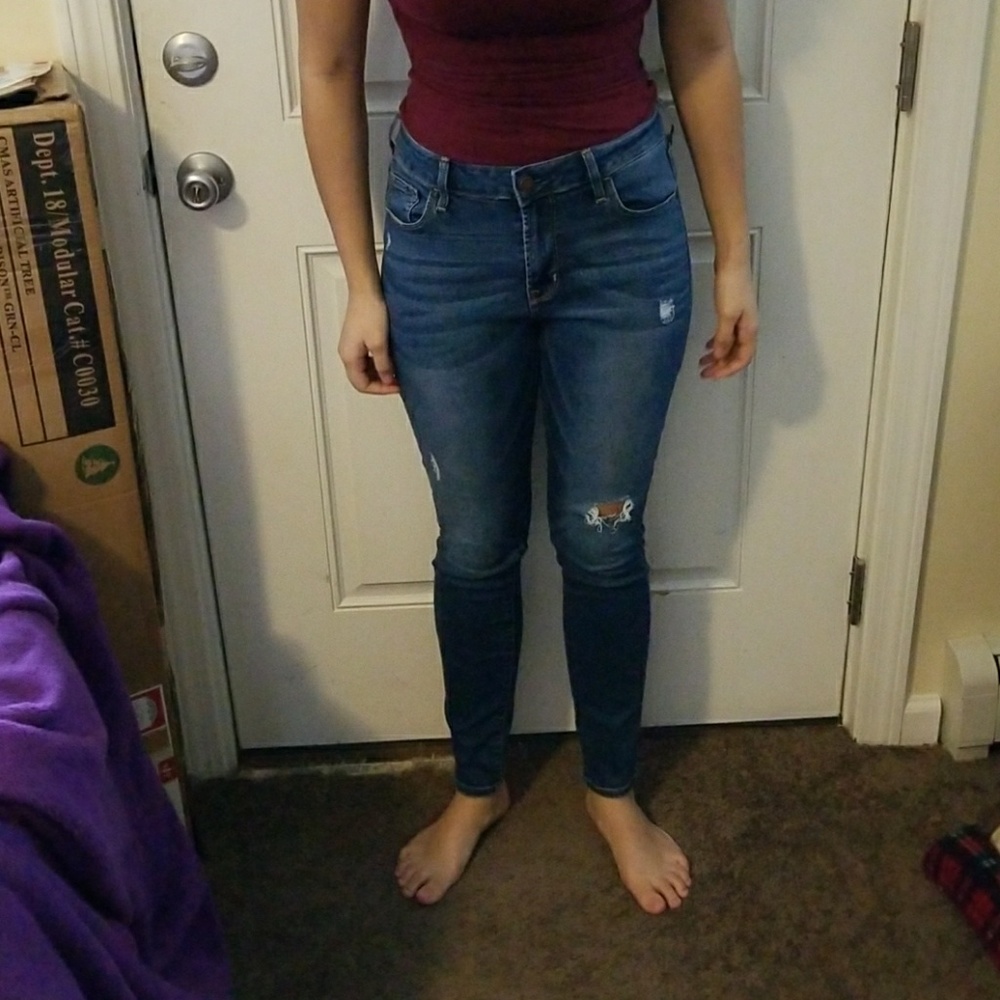 Slightly distressed jeans