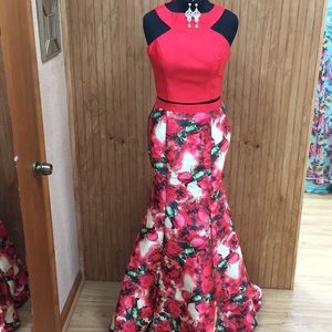 Red Floral Two Piece