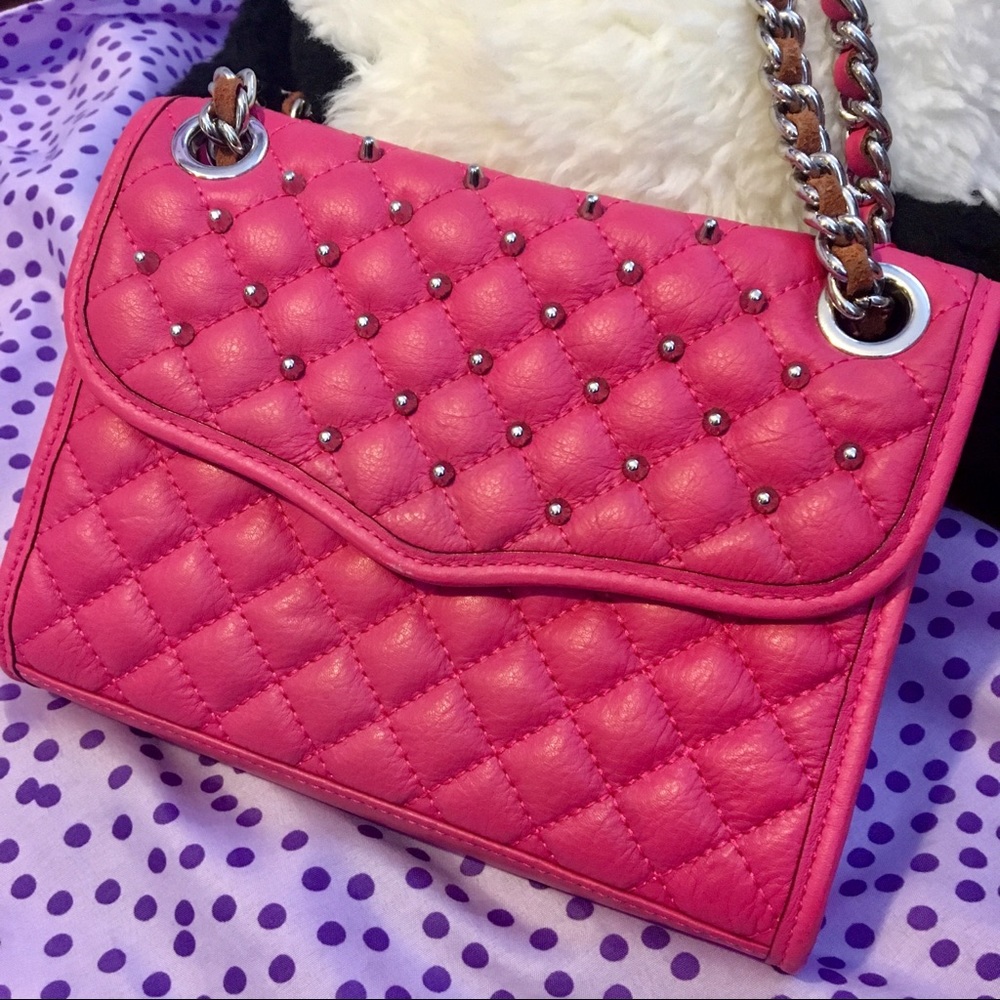 Rebecca Minkoff quilted mini affair pink studded