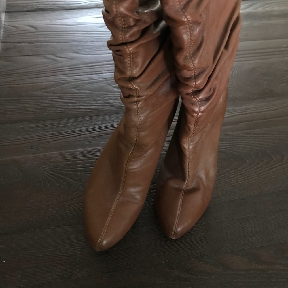 Banana Republic Ruched Leather Brown Boot