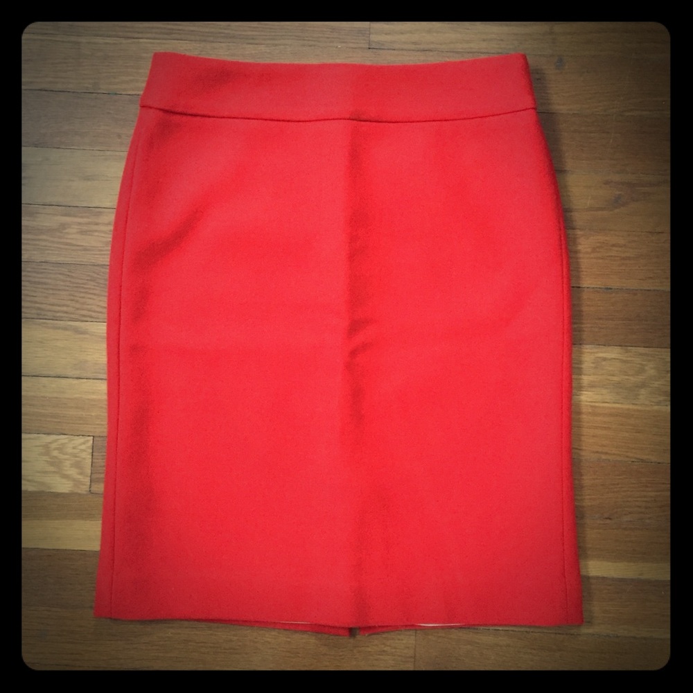Beautiful J Crew Red Wool Pencil Skirt Size 4