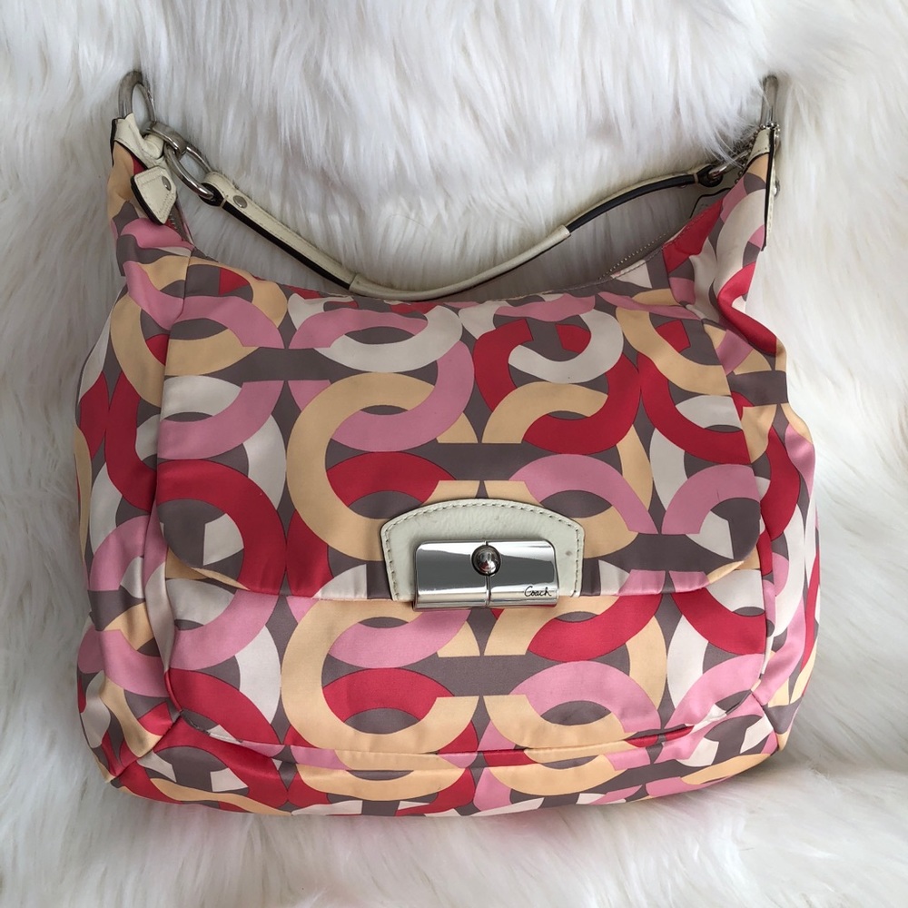 SOLD Coach Kristin Chain link satin hobo 27441