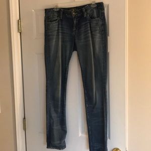Lucky Brand distressed skinny jeans.