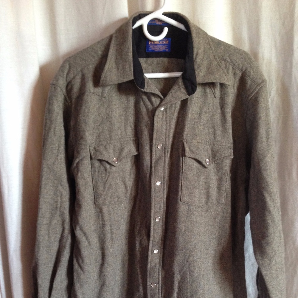 Pendleton Pearl Snap Tan Thick Western Large