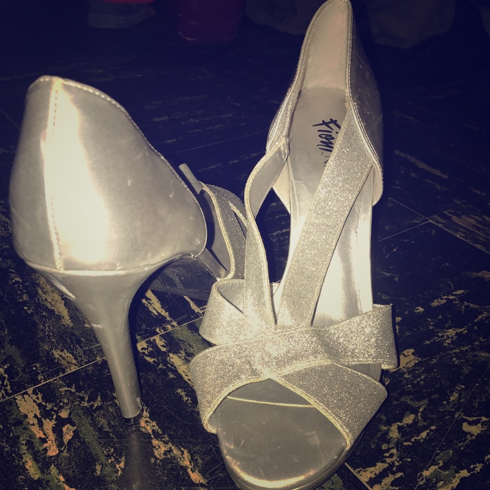 Sparkling silver heels