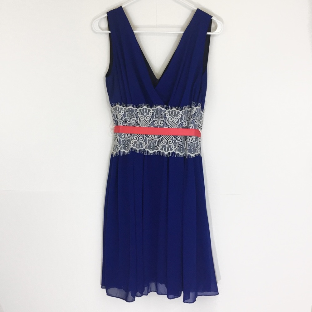 Royal Blue and White Lace Cocktail Dress