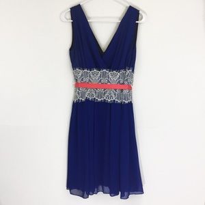 Royal Blue and White Lace Cocktail Dress