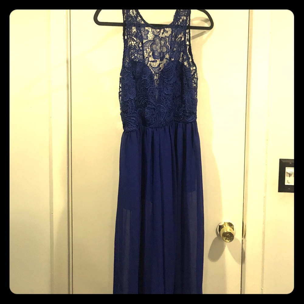 Royal Blue Embroidered Jumpsuit