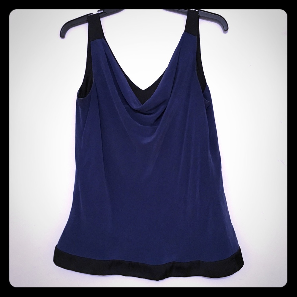 White House Black Market Blue & Black Silk Cami