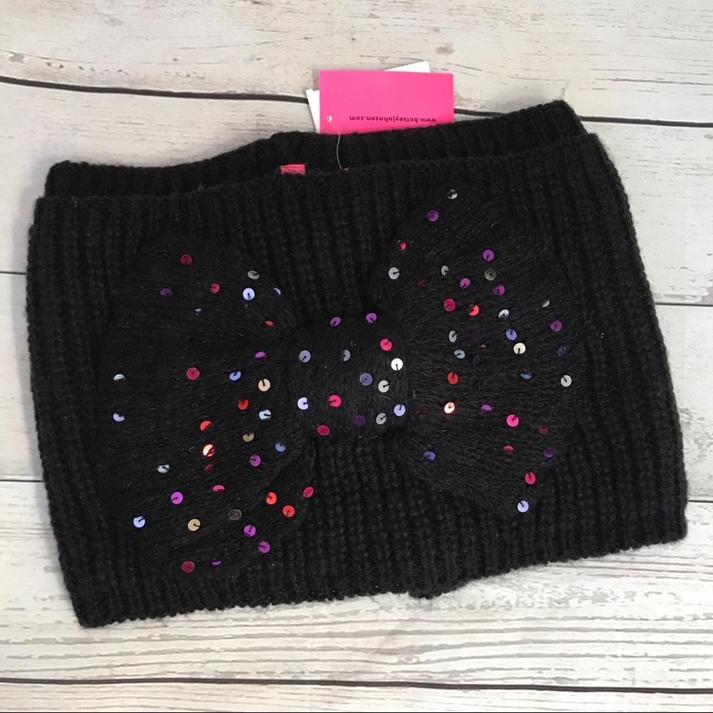 Betsey Johnson Sequin Bow Infinity Scarf