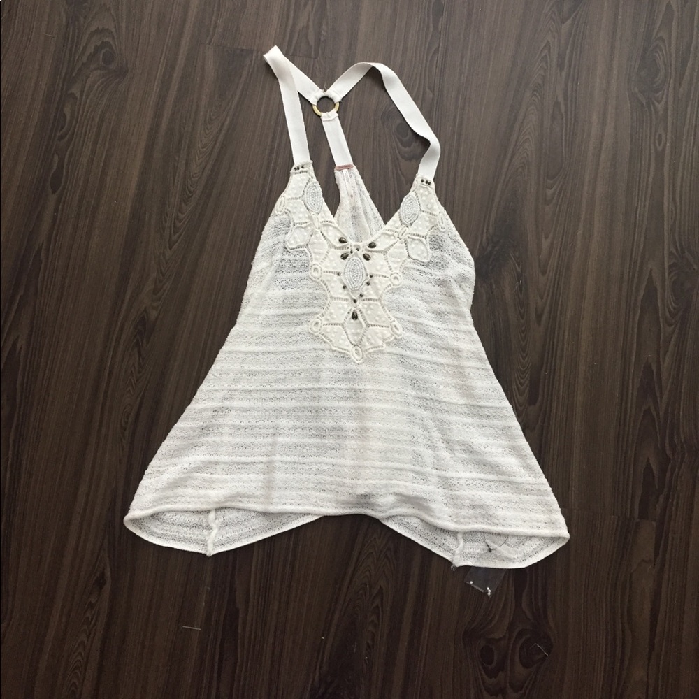 Free people white tank with embellishments