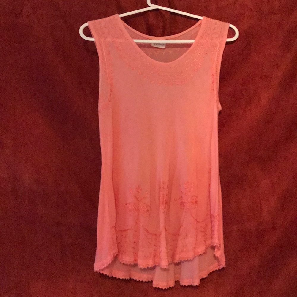 Pink, soft, detailed tank top