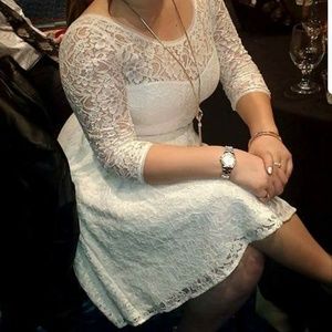 White Lace A-line Dress (with pockets!)