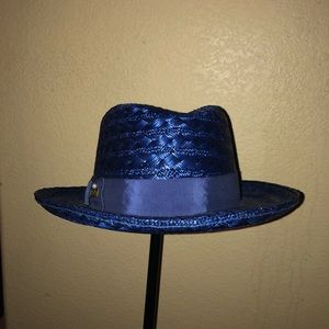Blue Straw dress hat