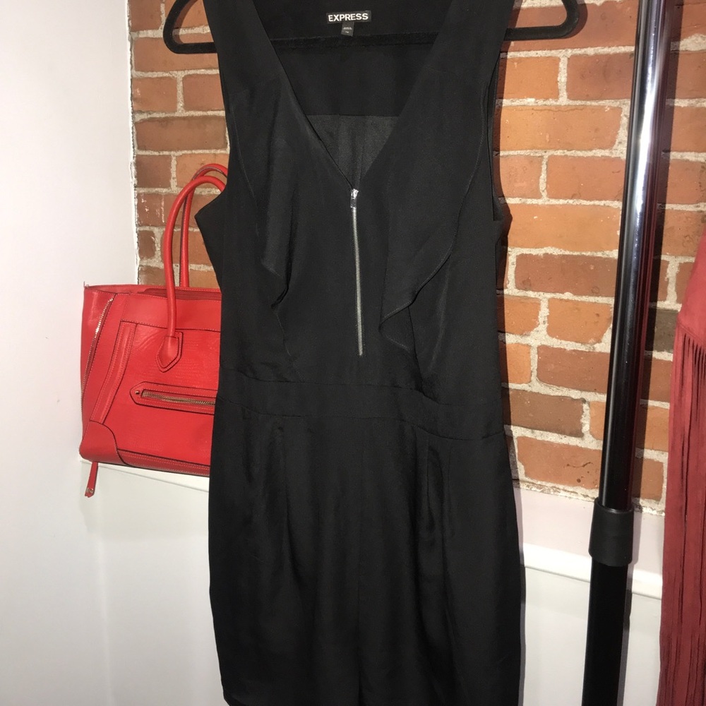 Black 3/4 zip romper