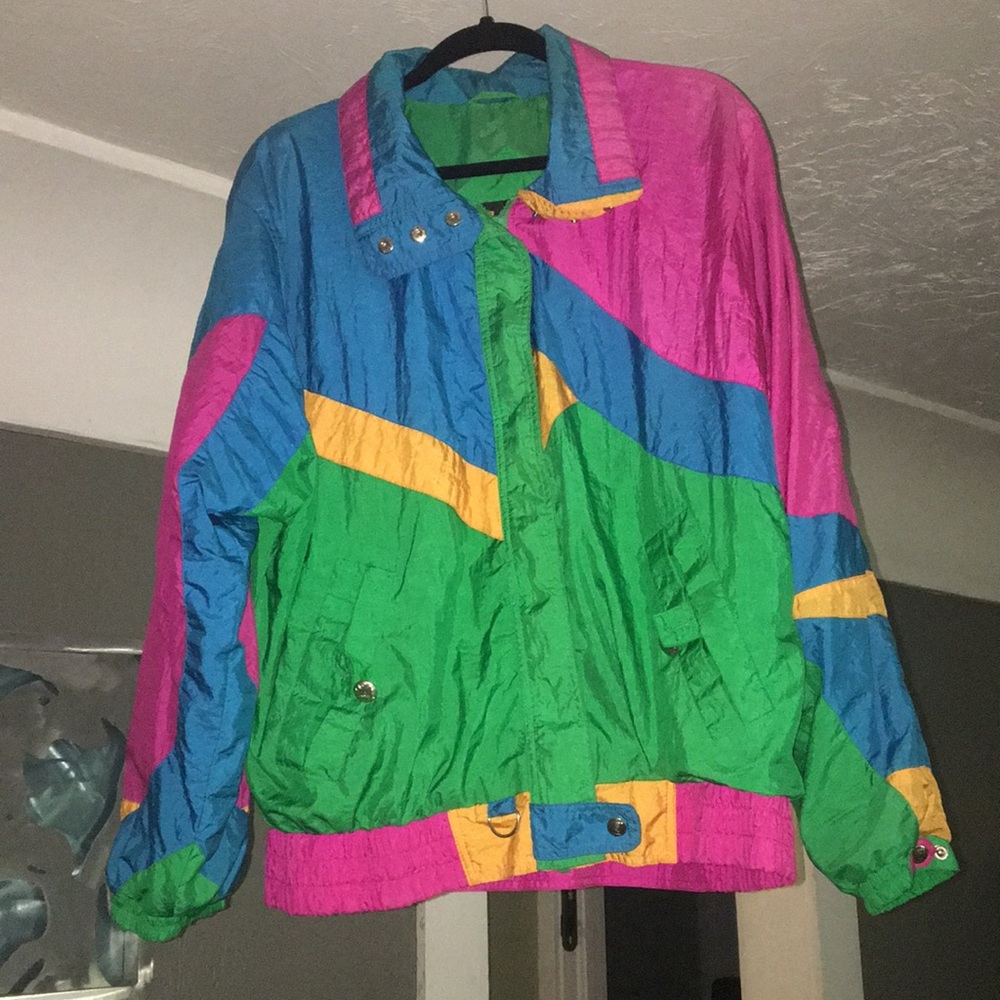 Vintage neon windbreaker by Andy Johns