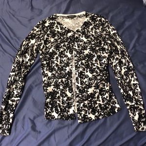 Black and White Floral Print Cardigan
