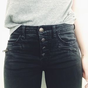 Free people high waist button up skinny jeans