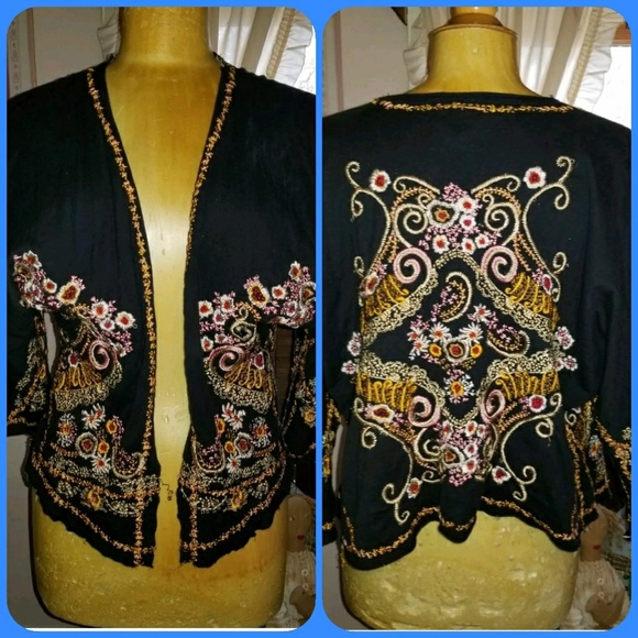 Johnny Was Sweaters - BIYA Johnny Was Embroidered kimono sleeve Cardi