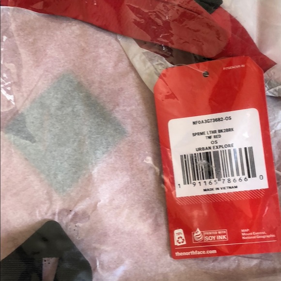 NWT Supreme x North Face ? genuine leather backpack ? Red