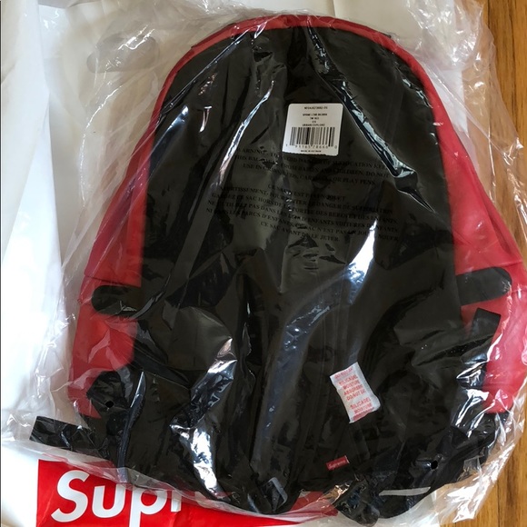 NWT Supreme x North Face ? genuine leather backpack ? Red main image 7