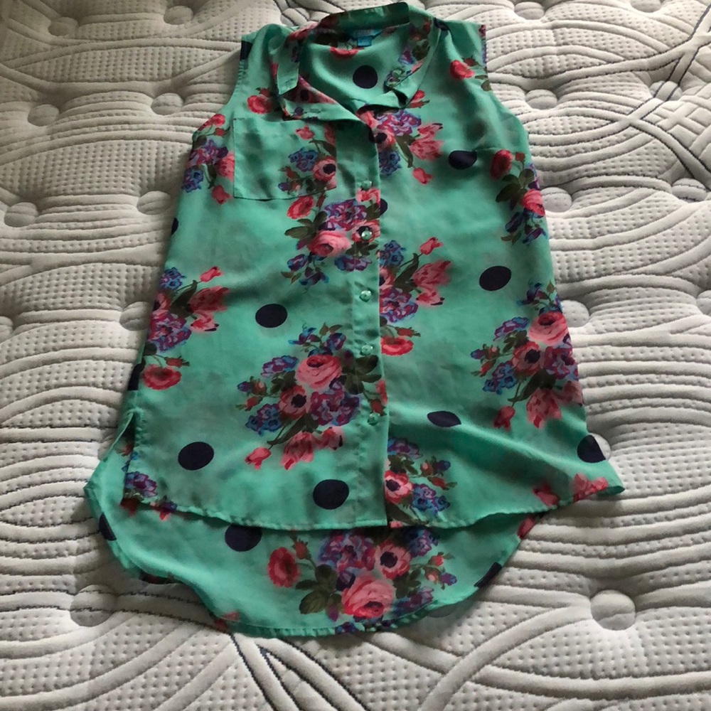 Tiffany Blue Floral Blouse
