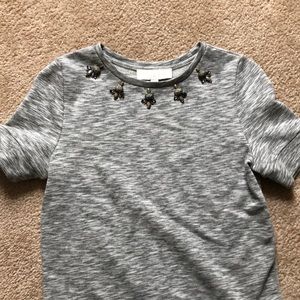 Grey short sleeve sweater top