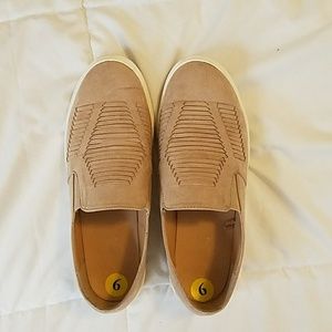 Tan slip ons