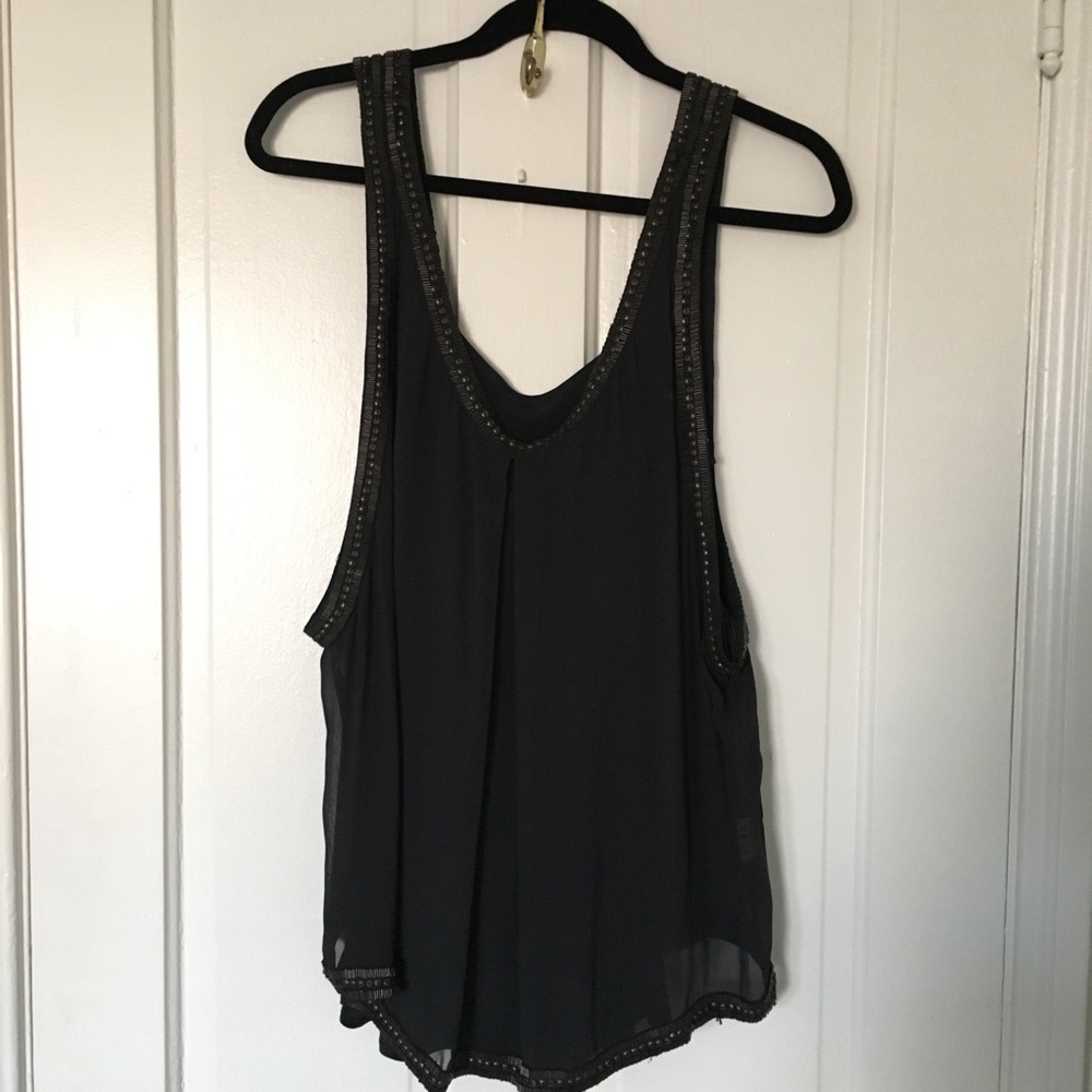Sheer layered tank with beaded straps