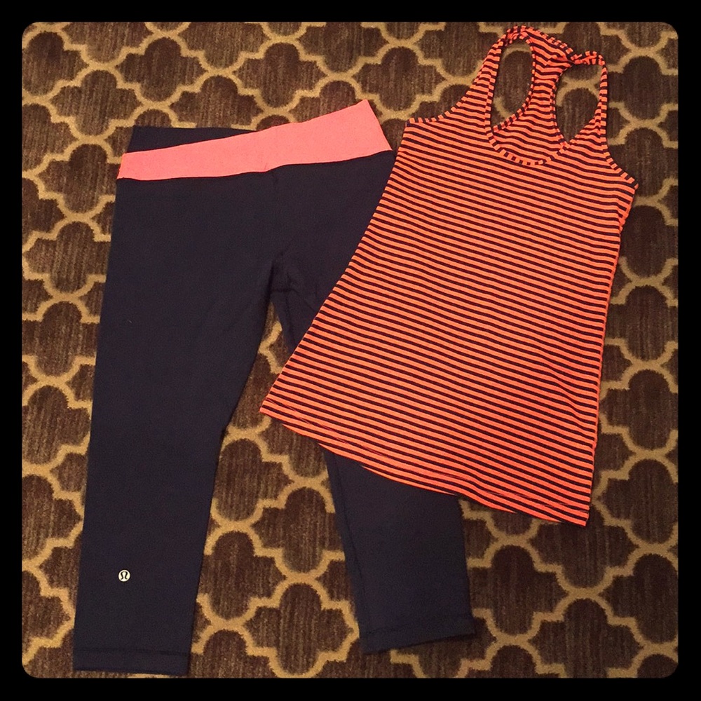 Lululemon Crop Legging and Tank  Set- Size 6