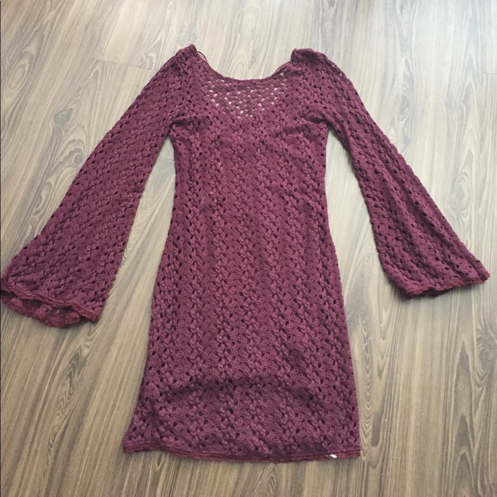 Free people maroon crochet dress w/low back