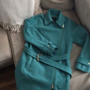J. Crew Belted zip trench coat wool melton